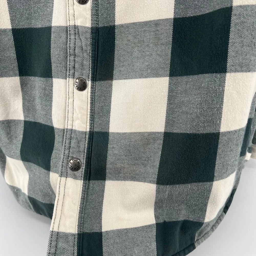 The North Face Campshire Sherpa Cozy Shirt Jacket Mens Large Green Plaid Flannel